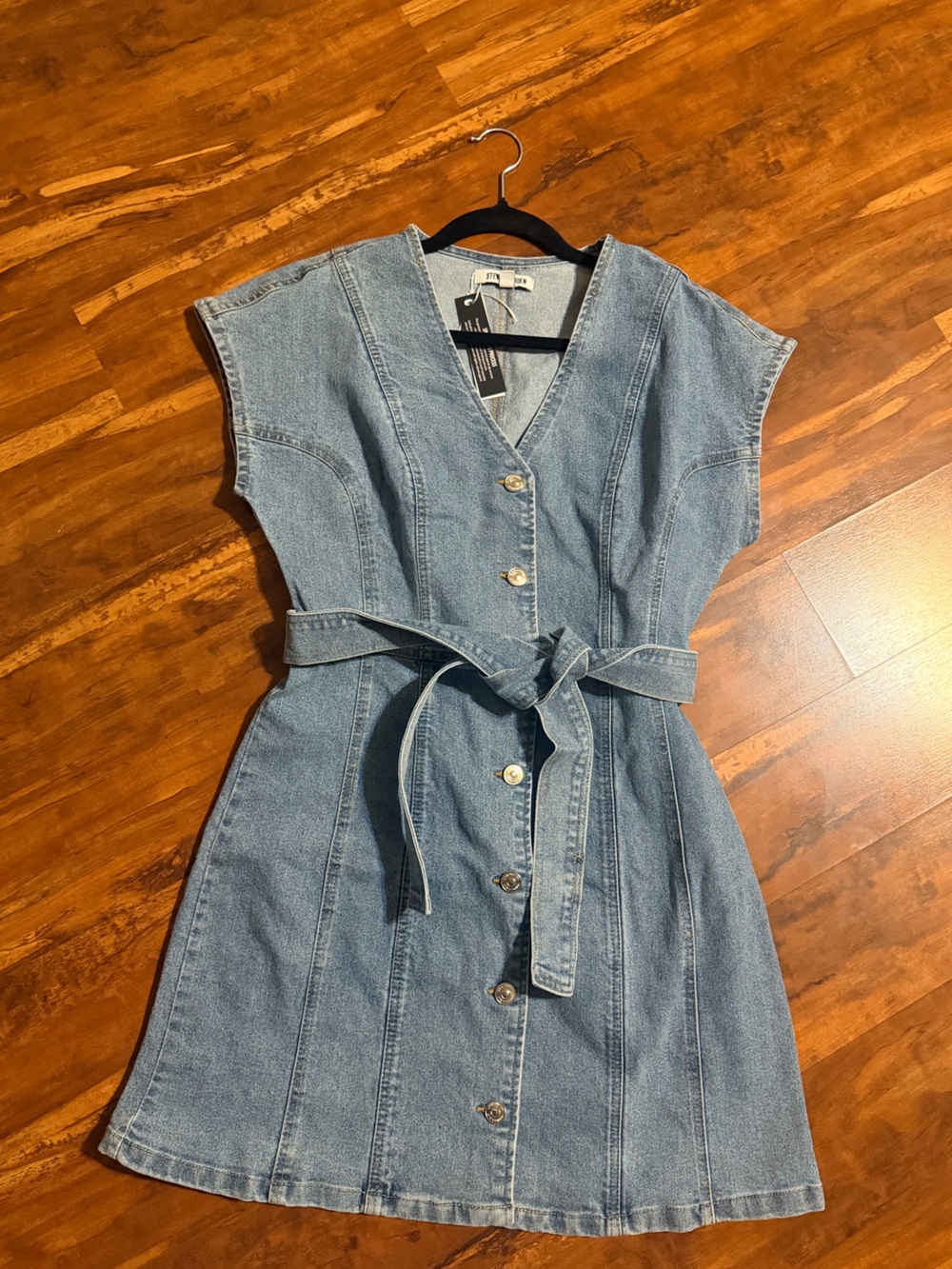 Women’s Light Blue Denim Vest with Tie Belt